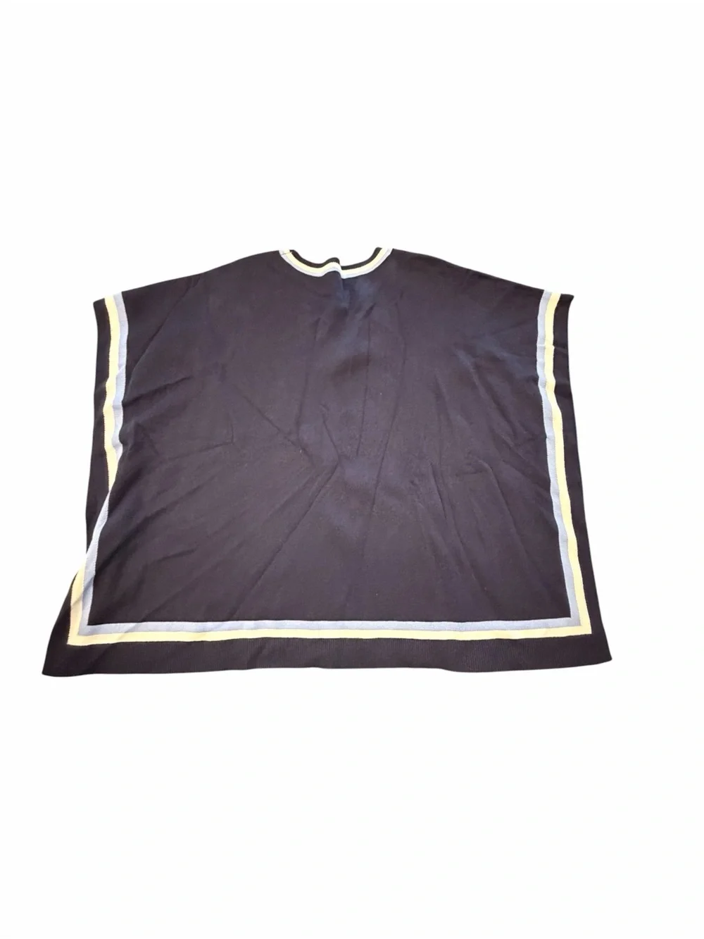 Women's Poncho Sweater Navy Blue White And Light Blue‎ Stripe Oversized XS/Small